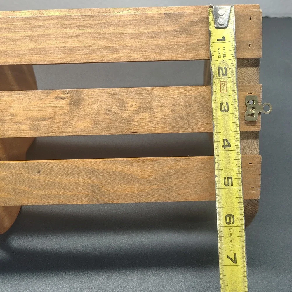 Vintage Wooden Heart 3 Tier Wall Shelf Country Rustic 18